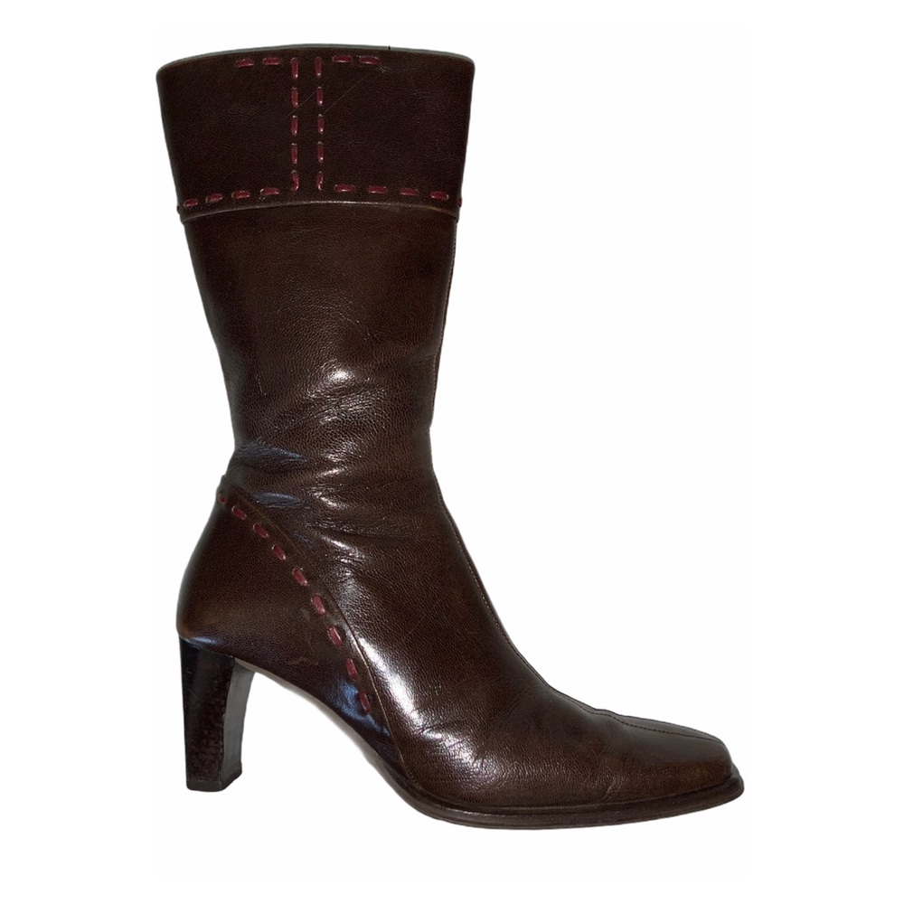 HP! ✨ Vintage Jan Barano Square Toe Heeled Boots Brown